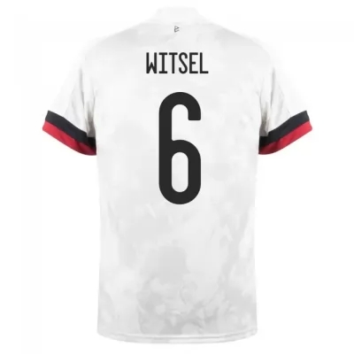 Miesten Belgian jalkapallomaajoukkue Axel Witsel #6 Vieraspaita Valkoinen musta 2021 Lyhythihainen Paita