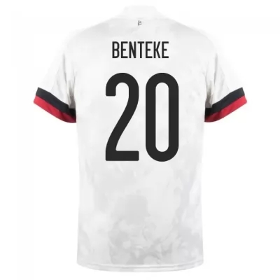 Miesten Belgian jalkapallomaajoukkue Christian Benteke #20 Vieraspaita Valkoinen musta 2021 Lyhythihainen Paita