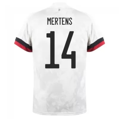 Naisten Belgian jalkapallomaajoukkue Dries Mertens #14 Vieraspaita Valkoinen musta 2021 Lyhythihainen Paita