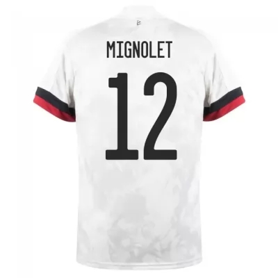 Lapset Belgian Jalkapallomaajoukkue Simon Mignolet #12 Vieraspaita Valkoinen Musta 2021 Lyhythihainen Paita