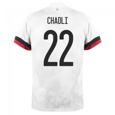 Lapset Belgian jalkapallomaajoukkue Nacer Chadli #22 Vieraspaita Valkoinen musta 2021 Lyhythihainen Paita