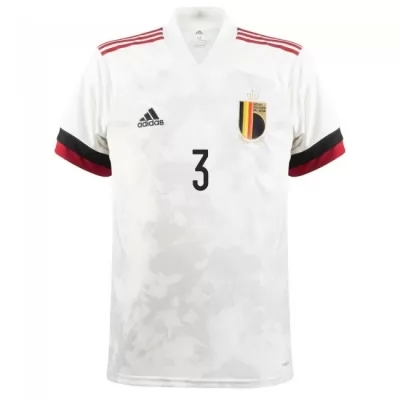 Naisten Belgian Jalkapallomaajoukkue Thomas Vermaelen #3 Vieraspaita Valkoinen Musta 2021 Lyhythihainen Paita
