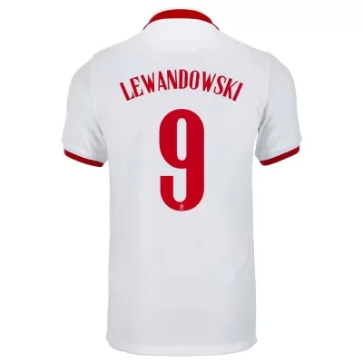 Naisten Puolan Jalkapallomaajoukkue Robert Lewandowski #9 Vieraspaita Valkoinen 2021 Lyhythihainen Paita