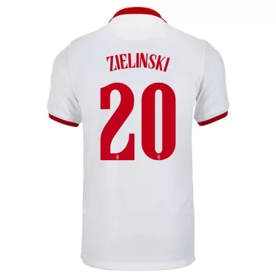 Miesten Puolan Jalkapallomaajoukkue Piotr Zielinski #20 Vieraspaita Valkoinen 2021 Lyhythihainen Paita