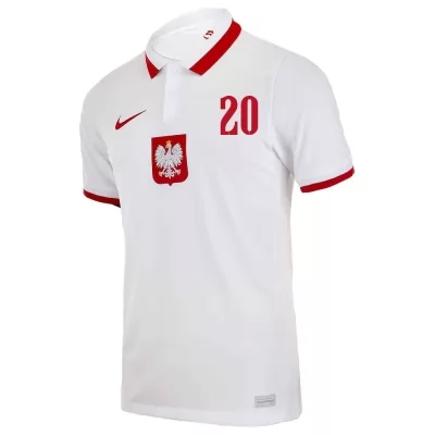 Miesten Puolan Jalkapallomaajoukkue Piotr Zielinski #20 Vieraspaita Valkoinen 2021 Lyhythihainen Paita