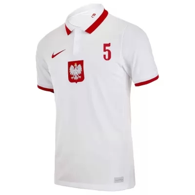 Lapset Puolan Jalkapallomaajoukkue Jan Bednarek #5 Vieraspaita Valkoinen 2021 Lyhythihainen Paita