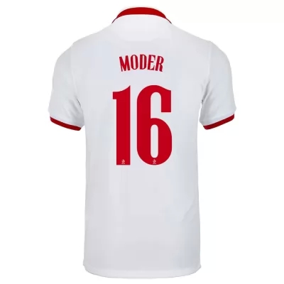 Lapset Puolan Jalkapallomaajoukkue Jakub Moder #16 Vieraspaita Valkoinen 2021 Lyhythihainen Paita