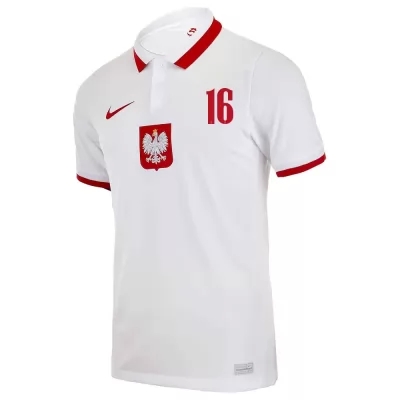 Lapset Puolan Jalkapallomaajoukkue Jakub Moder #16 Vieraspaita Valkoinen 2021 Lyhythihainen Paita
