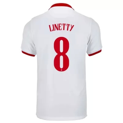 Lapset Puolan Jalkapallomaajoukkue Karol Linetty #8 Vieraspaita Valkoinen 2021 Lyhythihainen Paita