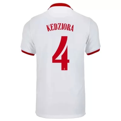 Naisten Puolan Jalkapallomaajoukkue Tomasz Kedziora #4 Vieraspaita Valkoinen 2021 Lyhythihainen Paita