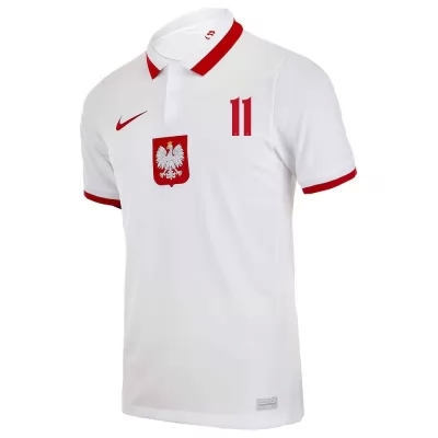 Lapset Puolan Jalkapallomaajoukkue Karol Swiderski #11 Vieraspaita Valkoinen 2021 Lyhythihainen Paita
