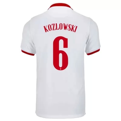 Miesten Puolan Jalkapallomaajoukkue Kacper Kozlowski #6 Vieraspaita Valkoinen 2021 Lyhythihainen Paita