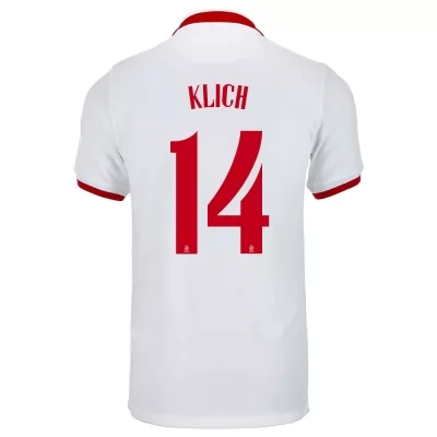 Naisten Puolan Jalkapallomaajoukkue Mateusz Klich #14 Vieraspaita Valkoinen 2021 Lyhythihainen Paita