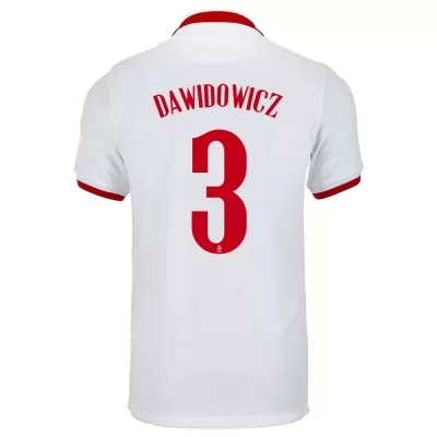 Naisten Puolan Jalkapallomaajoukkue Pawel Dawidowicz #3 Vieraspaita Valkoinen 2021 Lyhythihainen Paita