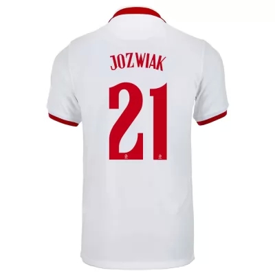 Lapset Puolan Jalkapallomaajoukkue Kamil Jozwiak #21 Vieraspaita Valkoinen 2021 Lyhythihainen Paita