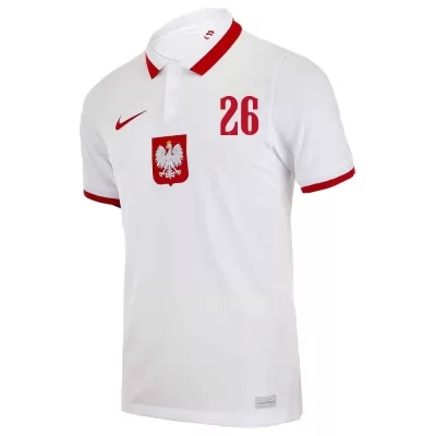 Naisten Puolan Jalkapallomaajoukkue Tymoteusz Puchacz #26 Vieraspaita Valkoinen 2021 Lyhythihainen Paita