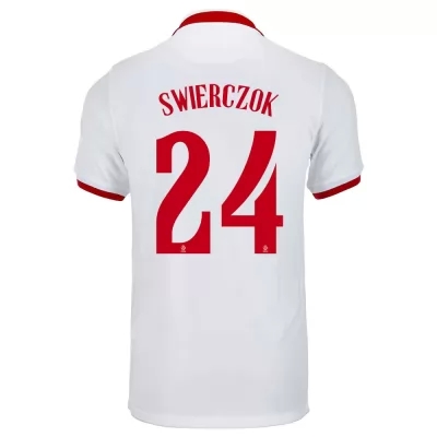 Miesten Puolan Jalkapallomaajoukkue Jakub Swierczok #24 Vieraspaita Valkoinen 2021 Lyhythihainen Paita