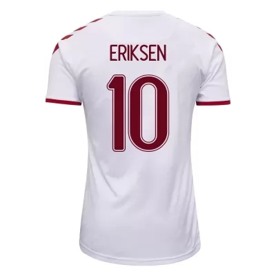 Miesten Tanskan Jalkapallomaajoukkue Christian Eriksen #10 Vieraspaita Valkoinen 2021 Lyhythihainen Paita