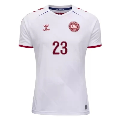 Miesten Tanskan Jalkapallomaajoukkue Pierre-emile Hojbjerg #23 Vieraspaita Valkoinen 2021 Lyhythihainen Paita