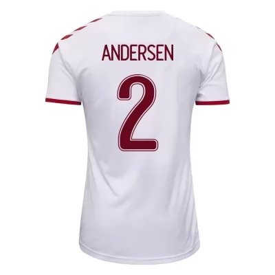 Lapset Tanskan Jalkapallomaajoukkue Joachim Andersen #2 Vieraspaita Valkoinen 2021 Lyhythihainen Paita