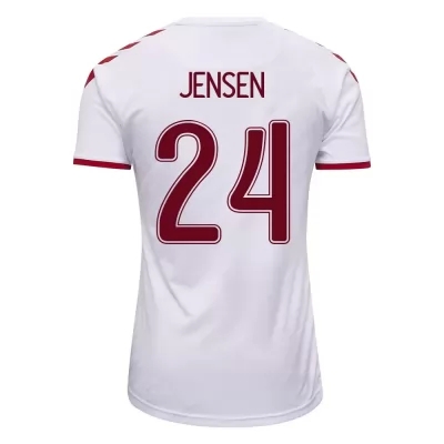 Naisten Tanskan Jalkapallomaajoukkue Mathias Jensen #24 Vieraspaita Valkoinen 2021 Lyhythihainen Paita