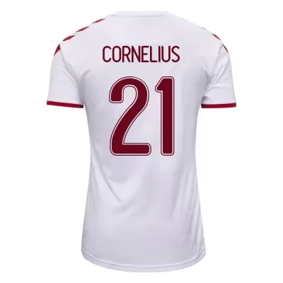 Miesten Tanskan Jalkapallomaajoukkue Andreas Cornelius #21 Vieraspaita Valkoinen 2021 Lyhythihainen Paita