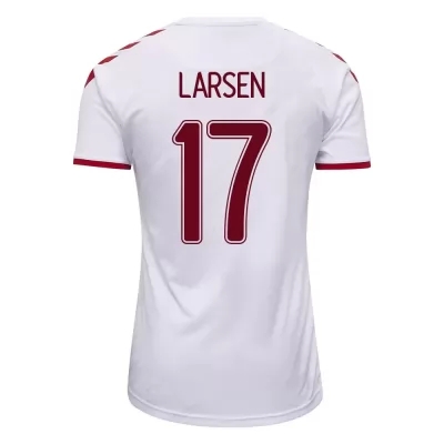 Naisten Tanskan Jalkapallomaajoukkue Jens Stryger Larsen #17 Vieraspaita Valkoinen 2021 Lyhythihainen Paita