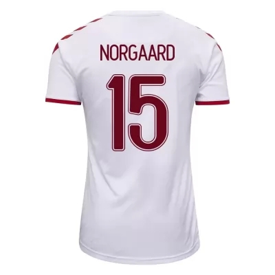Naisten Tanskan jalkapallomaajoukkue Christian Norgaard #15 Vieraspaita Valkoinen 2021 Lyhythihainen Paita