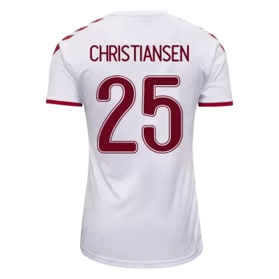 Naisten Tanskan jalkapallomaajoukkue Anders Christiansen #25 Vieraspaita Valkoinen 2021 Lyhythihainen Paita