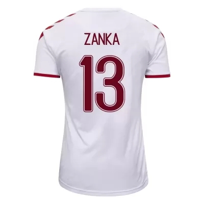 Naisten Tanskan Jalkapallomaajoukkue Zanka #13 Vieraspaita Valkoinen 2021 Lyhythihainen Paita