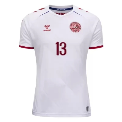 Lapset Tanskan Jalkapallomaajoukkue Zanka #13 Vieraspaita Valkoinen 2021 Lyhythihainen Paita