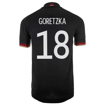 Naisten Saksan jalkapallomaajoukkue Leon Goretzka #18 Vieraspaita Musta 2021 Lyhythihainen Paita