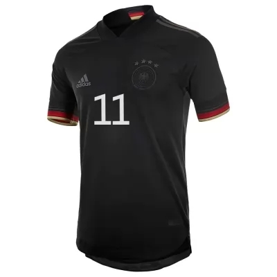Naisten Saksan Jalkapallomaajoukkue Timo Werner #11 Vieraspaita Musta 2021 Lyhythihainen Paita