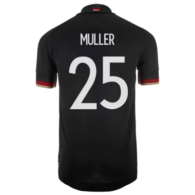 Naisten Saksan Jalkapallomaajoukkue Thomas Muller #25 Vieraspaita Musta 2021 Lyhythihainen Paita