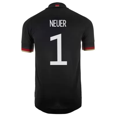 Lapset Saksan jalkapallomaajoukkue Manuel Neuer #1 Vieraspaita Musta 2021 Lyhythihainen Paita