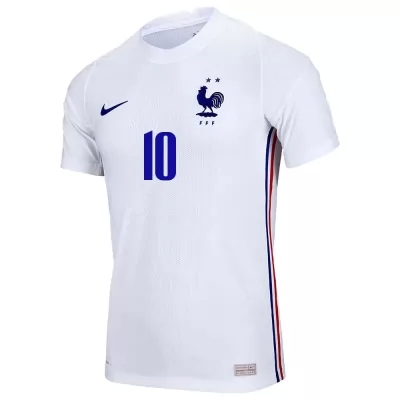 Lapset Ranskan Jalkapallomaajoukkue Kylian Mbappe #10 Vieraspaita Valkoinen 2021 Lyhythihainen Paita