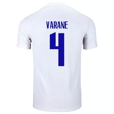 Miesten Ranskan jalkapallomaajoukkue Raphaël Varane #4 Vieraspaita Valkoinen 2021 Lyhythihainen Paita
