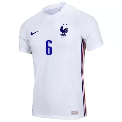 Miesten Ranskan Jalkapallomaajoukkue Paul Pogba #6 Vieraspaita Valkoinen 2021 Lyhythihainen Paita