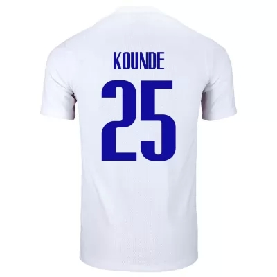 Miesten Ranskan jalkapallomaajoukkue Jules Kounde #25 Vieraspaita Valkoinen 2021 Lyhythihainen Paita