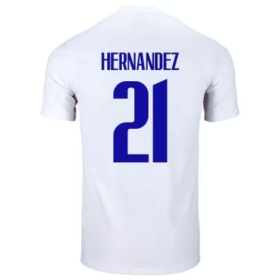 Miesten Ranskan jalkapallomaajoukkue Lucas Hernandez #21 Vieraspaita Valkoinen 2021 Lyhythihainen Paita