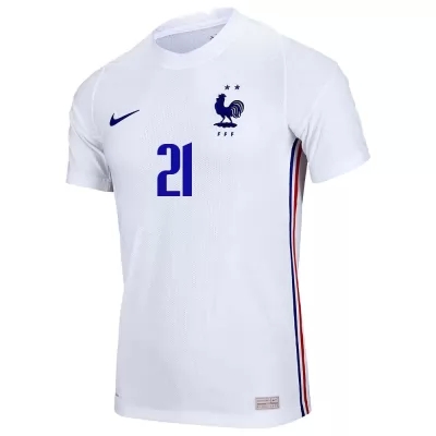 Naisten Ranskan jalkapallomaajoukkue Lucas Hernandez #21 Vieraspaita Valkoinen 2021 Lyhythihainen Paita