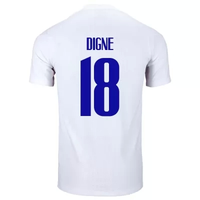 Miesten Ranskan jalkapallomaajoukkue Lucas Digne #18 Vieraspaita Valkoinen 2021 Lyhythihainen Paita