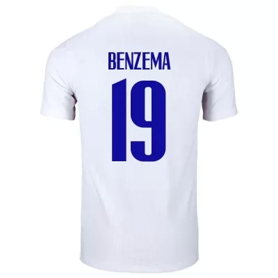 Lapset Ranskan jalkapallomaajoukkue Karim Benzema #19 Vieraspaita Valkoinen 2021 Lyhythihainen Paita