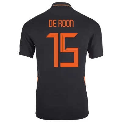 Naisten Alankomaiden jalkapallomaajoukkue Marten de Roon #15 Vieraspaita Musta 2021 Lyhythihainen Paita