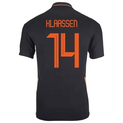 Naisten Alankomaiden jalkapallomaajoukkue Davy Klaassen #14 Vieraspaita Musta 2021 Lyhythihainen Paita