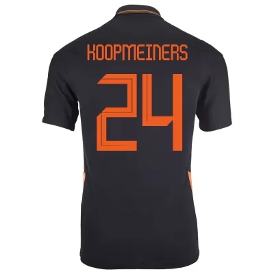 Naisten Alankomaiden jalkapallomaajoukkue Teun Koopmeiners #24 Vieraspaita Musta 2021 Lyhythihainen Paita
