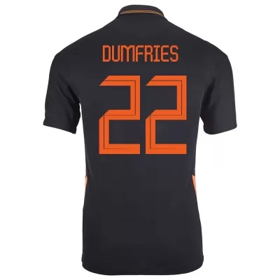 Lapset Alankomaiden jalkapallomaajoukkue Denzel Dumfries #22 Vieraspaita Musta 2021 Lyhythihainen Paita