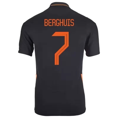 Naisten Alankomaiden jalkapallomaajoukkue Steven Berghuis #7 Vieraspaita Musta 2021 Lyhythihainen Paita