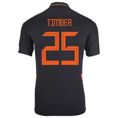 Lapset Alankomaiden jalkapallomaajoukkue Jurrien Timber #25 Vieraspaita Musta 2021 Lyhythihainen Paita