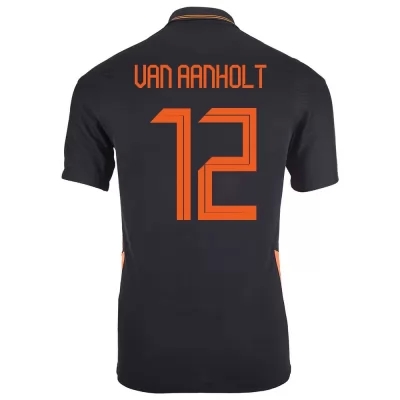 Lapset Alankomaiden jalkapallomaajoukkue Patrick van Aanholt #12 Vieraspaita Musta 2021 Lyhythihainen Paita